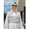 Clande Çizgili Poplin Elbise