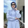 Clande Çizgili Poplin Elbise