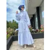 Clande Çizgili Poplin Elbise