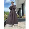 Almarwah Yarım Düğme Detaylı Desenli Tencel Elbise 303912