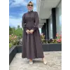 Almarwah Yarım Düğme Detaylı Desenli Tencel Elbise 303912