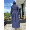 Almarwah Yarım Düğme Detaylı Desenli Tencel Elbise 303912