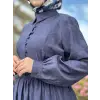 Almarwah Yarım Düğme Detaylı Desenli Tencel Elbise 303912