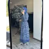 Clande Çiçek Nakış Desenli Denim Elbise