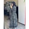 Clande Çiçek Nakış Desenli Denim Elbise