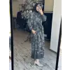 Clande Çiçek Nakış Desenli Denim Elbise