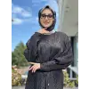 Kahma Kendinden Desenli Yarasa Kol Elbise