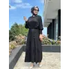 Kahma Kendinden Desenli Yarasa Kol Elbise