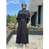 Kahma Kendinden Desenli Yarasa Kol Elbise