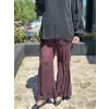 Misswhence Basic Beli Lastikli Drape Detaylı Cupra İpek Pantolon 39115N