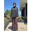 Misswhence Basic Beli Lastikli Drape Detaylı Cupra İpek Pantolon 39115N