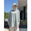 Tığ Triko Kolları Düğme Detaylı Oversize Tunik TNK4103