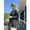 Tığ Triko Kolları Düğme Detaylı Oversize Tunik TNK4103