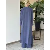 Almarwah Yırtmaç Detaylı Tam Boy Tunik Pantolon Takım 203047