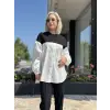 Almarwah Fitilli Kumaş Detaylı Yandan Yırtmaçlı Poplin Tunik 102273