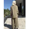 Almarwah Sırt Düğme Detaylı Tunik Pantolon Takım 203038