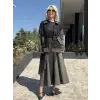 Ghisa Denim kombinli Güpür Detaylı Ceket Etek Takım G9354