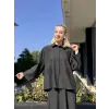 Kahma Boncuk İşleme Detaylı Gömlek Etek Takım