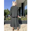 Kahma Boncuk İşleme Detaylı Gömlek Etek Takım