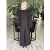 QooQ Store Desenli Pelerin Detaylı Şal Bağlamalı Ceket Pantolon Takım 27FW201