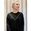 Tığ Triko Zincir Şerit Detaylı Rayon Triko Tunik TNK21960