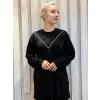 Tığ Triko Zincir Şerit Detaylı Rayon Triko Tunik TNK21960