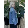 Ghisa Boncuk İşleme Detaylı Yeşil Astarlı Denim Ceket G3438