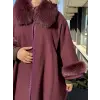 Qupra Kürk Yakalı Kaşmir Yün Panço WAF2105
