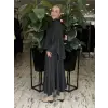Kahma Şal Aksesuarlı Ekose Desen Bluz Etek Takım