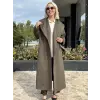 Almarwah Şal Yaka Kuşaklı Kaşe Kaban 505356