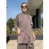 Almarwah Asimetrik Fermuar Detaylı Tunik Pantolon Takım 203119