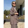 Almarwah Asimetrik Fermuar Detaylı Tunik Pantolon Takım 203119