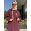 Qupra Desenli Saten Astarlı Kapüşonlu Kap Pantolon Takım WAF22108
