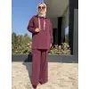 Qupra Desenli Saten Astarlı Kapüşonlu Kap Pantolon Takım WAF22108