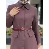 Kahma Kemerli Pitikare Ceket Pantolon Takım
