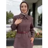 Kahma Kemerli Pitikare Ceket Pantolon Takım