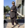 Almarwah Geometrik Dikişli Tunik Pantolon Takım 202882