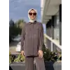 Almarwah Kendinden Çizgili Cupra Tunik Pantolon Takım 202917