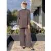 Almarwah Kendinden Çizgili Cupra Tunik Pantolon Takım 202917