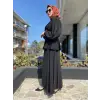 Almarwah Kolları Organze Nakış Detaylı Ceket Etek Şık Takım 90513