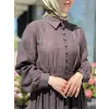 Almarwah Yarım Düğme Detaylı Desenli Tencel Elbise 303912