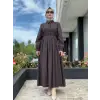 Almarwah Yarım Düğme Detaylı Desenli Tencel Elbise 303912