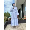 Clande Çizgili Poplin Elbise