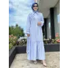 Clande Çizgili Poplin Elbise