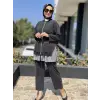 Ghisa Zımba ve Çizgili Poplin Detaylı Kap Pantolon Takım 4066