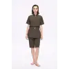 Haşema Kemer Toka Detaylı 5 Parça Yarı Kaplı Haki Mayo Takımı HSM5047