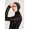 Haşema Performans Petek Doku 5 Parça Siyah-Sarı Tesettür Mayo HSM2002