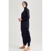 Haşema Tam Boy Jileli Siyah 4 Parça Tesettür Mayo Takımı HSM6021
