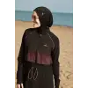 Haşema Tam Boy Siyah 5 Parça Tesettür Mayo Takımı HSM5048