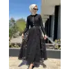 Jamila Sarah Dantelli Tesettür Abiye Elbise 3017